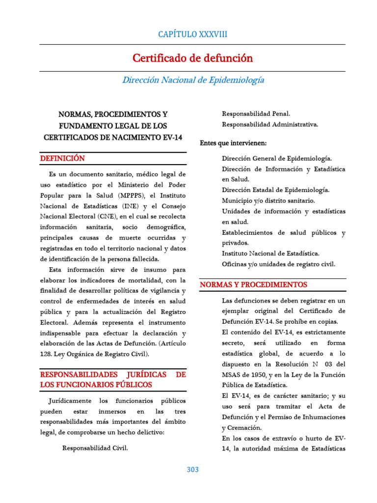 Normas Del Certificado De Defunci n EV 14 PDF Certificado De Nacimiento