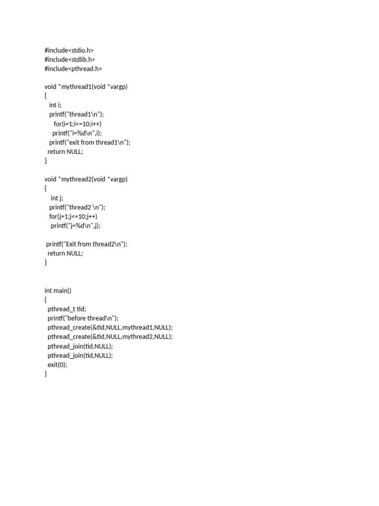 C Program with Multi-threading Example | PDF
