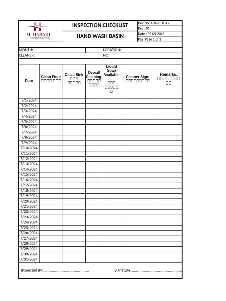 25.TOILET CHECKLIST | PDF