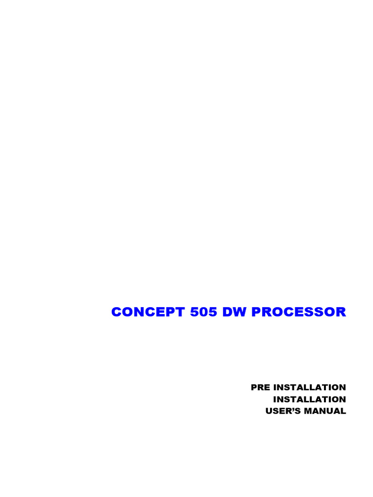 CONCEPT 505 P DW V2.1 Eng User Manual | PDF | Electrical Connector | Switch
