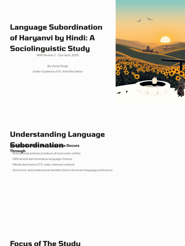 Language Subordination of Haryanvi by Hindi A Sociolinguistic Study ...