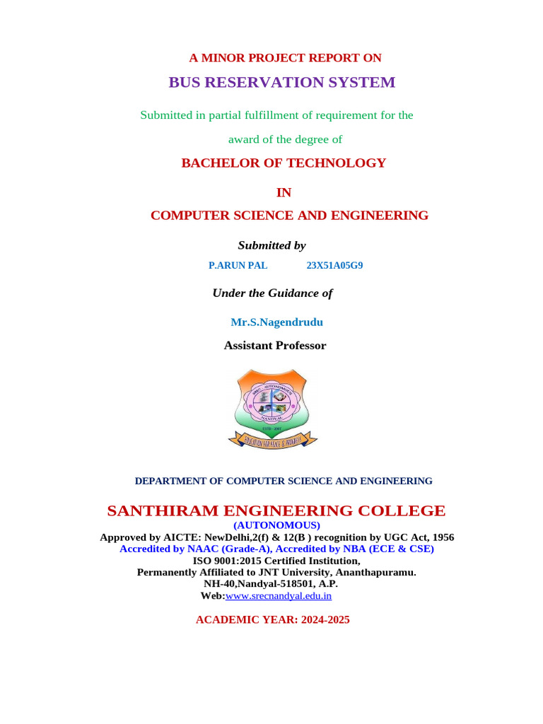 Bus Reservation System Project Report | PDF | User (Computing) | Bus