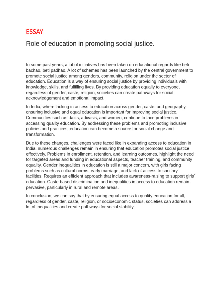 Education's Role in Social Justice | PDF