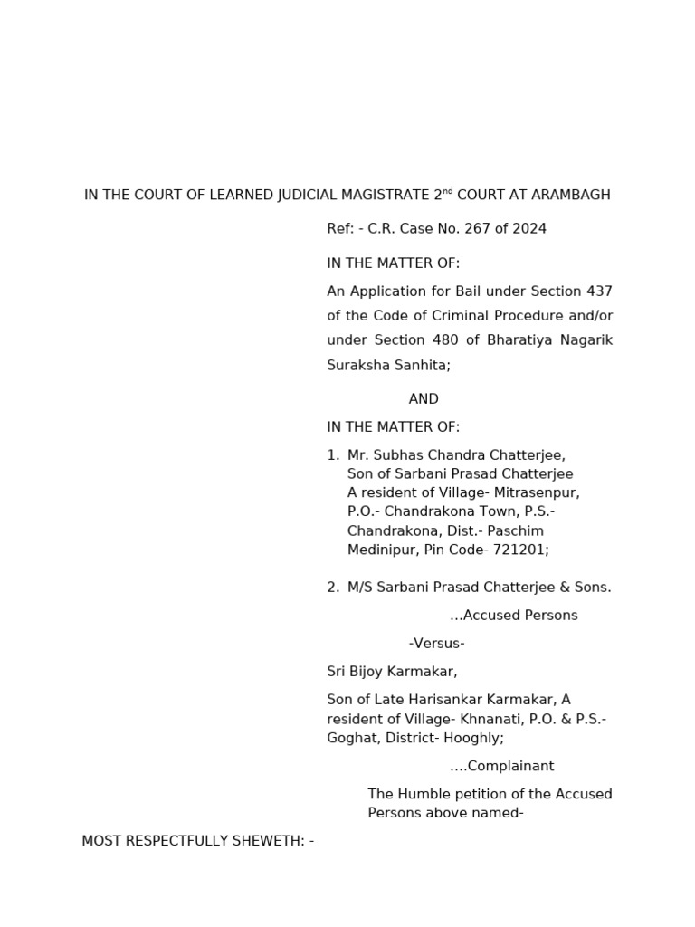 Bail Application in C.R. Case 267/2024 | PDF | Bail | Criminal Justice