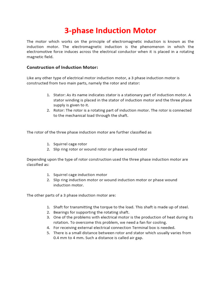 3-Phase Induction Motor Overview | PDF | Electric Motor ...