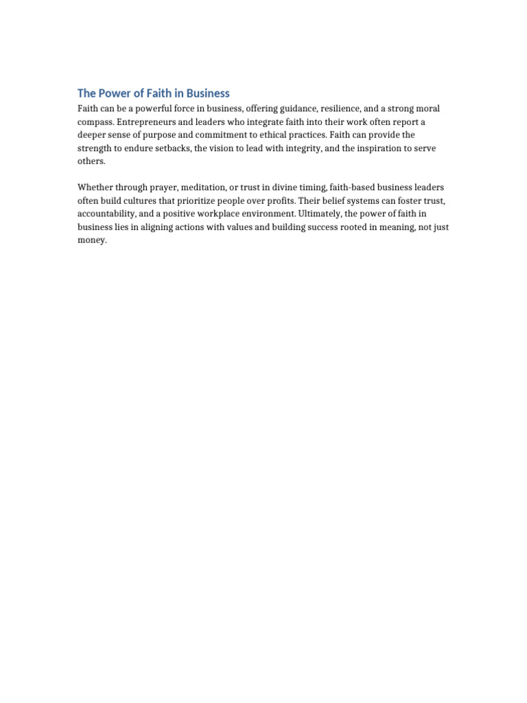 The Power of Faith in Business | PDF