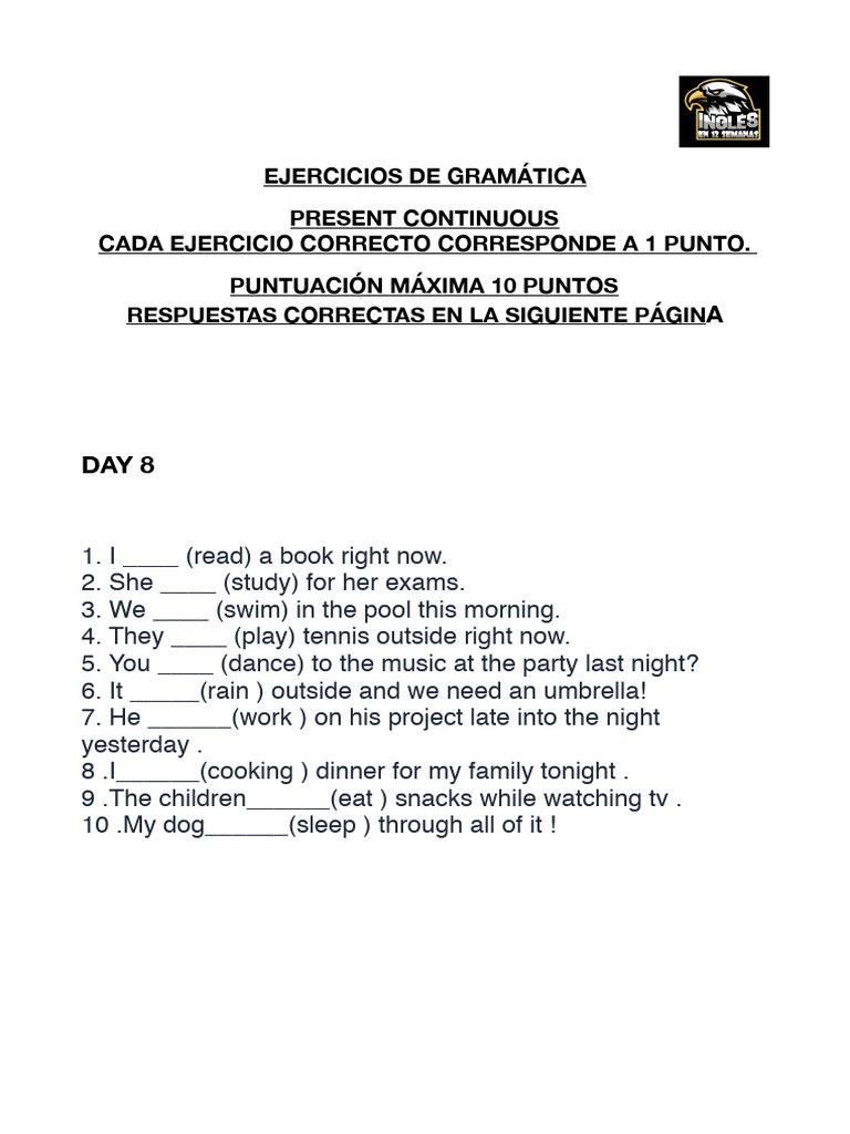Day 8 Present Continuous | PDF