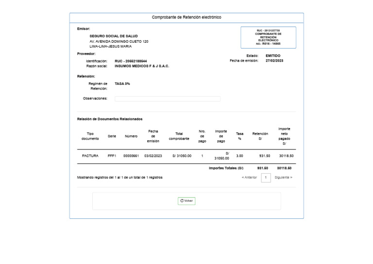 Comprobante de Retención Electrónico R016 | PDF
