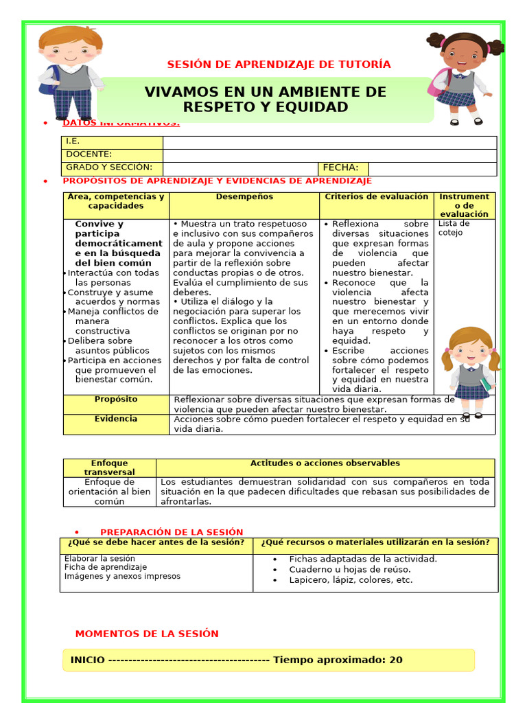 Ses-mart-tut-Vivamos en Un Ambiente de Respeto y Equidad | PDF ...