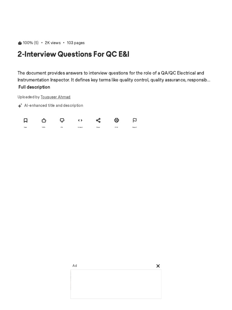 QC E&I Inspector Interview Guide | PDF | Scribd