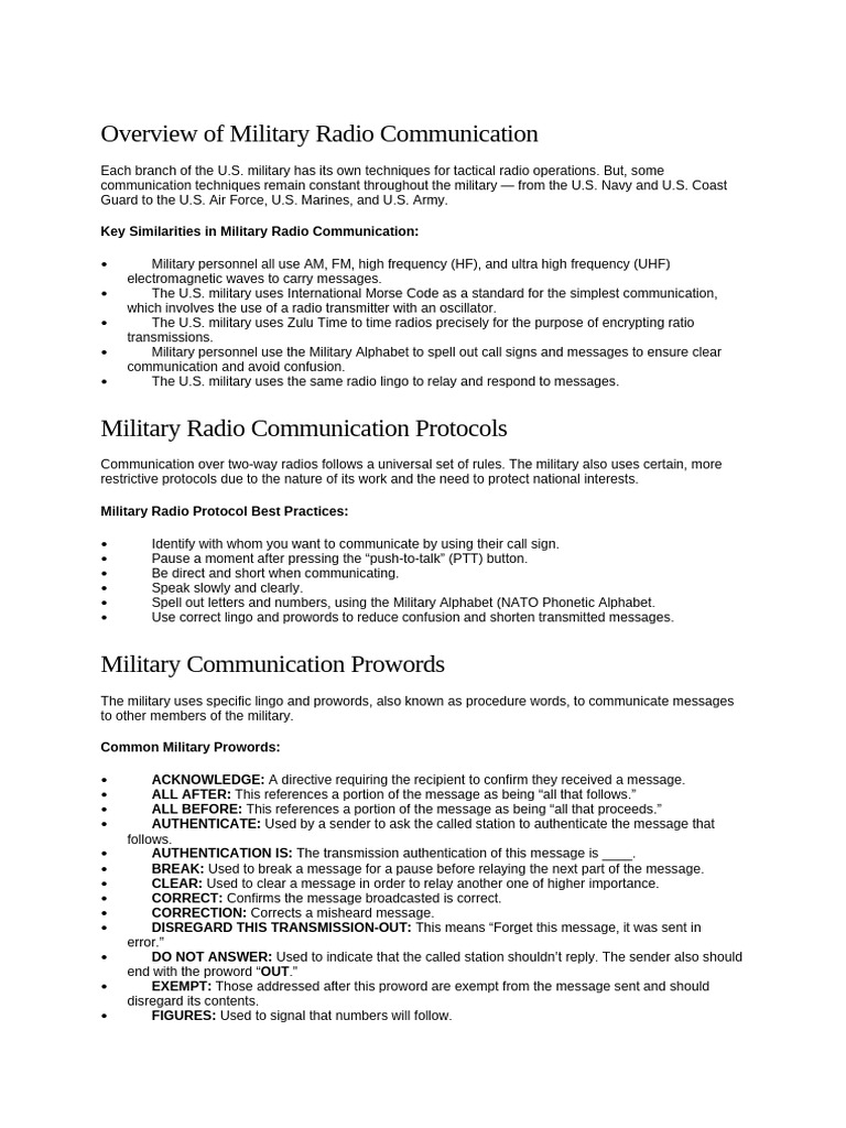 Military Radio Communication Essentials | PDF | Radio | Electronics
