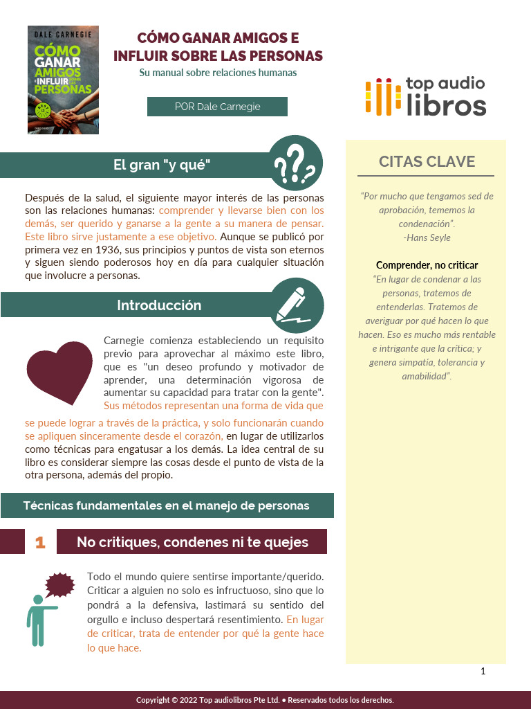 Cómo ganar amigos e influir en otros | PDF | Derechos de autor | Razón