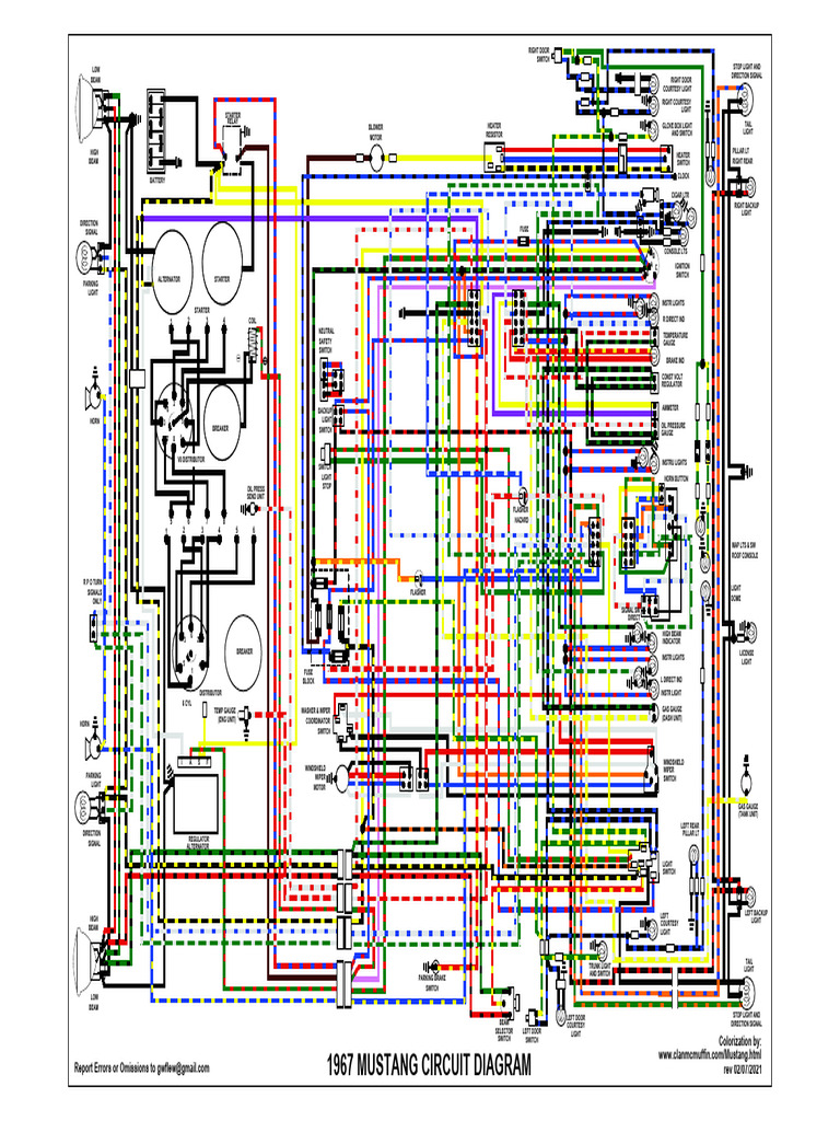 67 Mustang Wiring Diagrams (Colorized) | PDF | Switch | Fuse (Electrical)