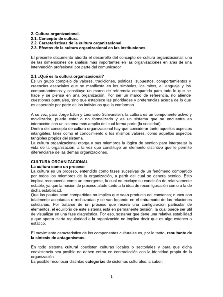 Claves de la Cultura Organizacional | PDF | Cultura organizacional ...