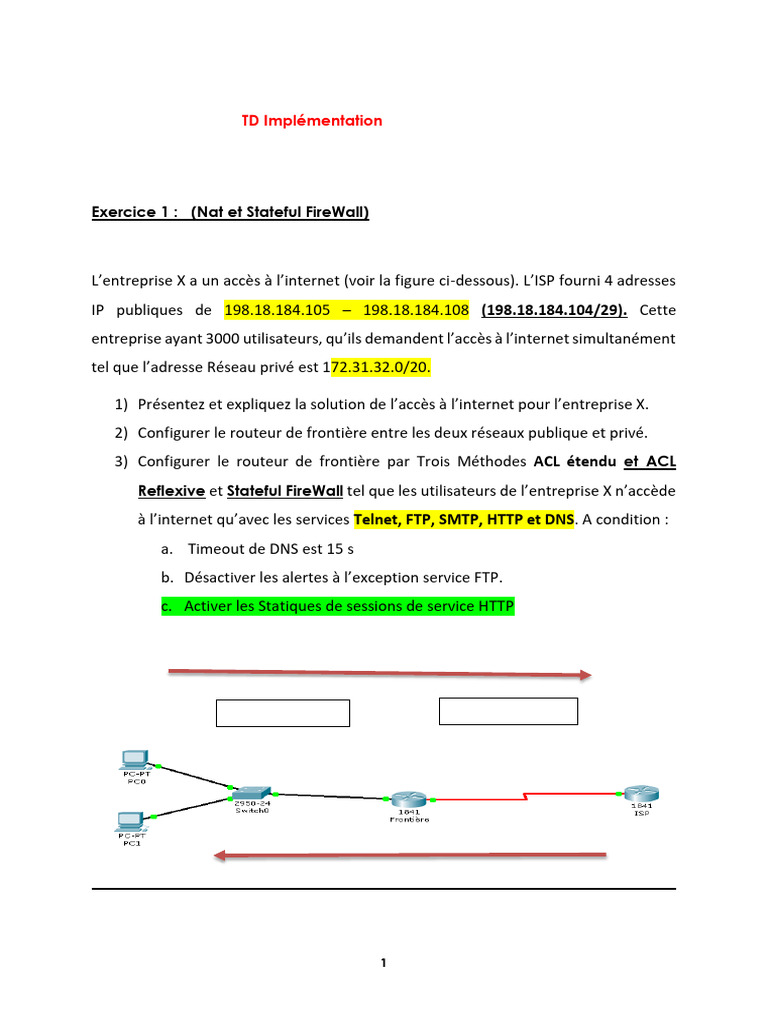 Configuration ACL et Firewall pour l'Internet | PDF | Réseau ...