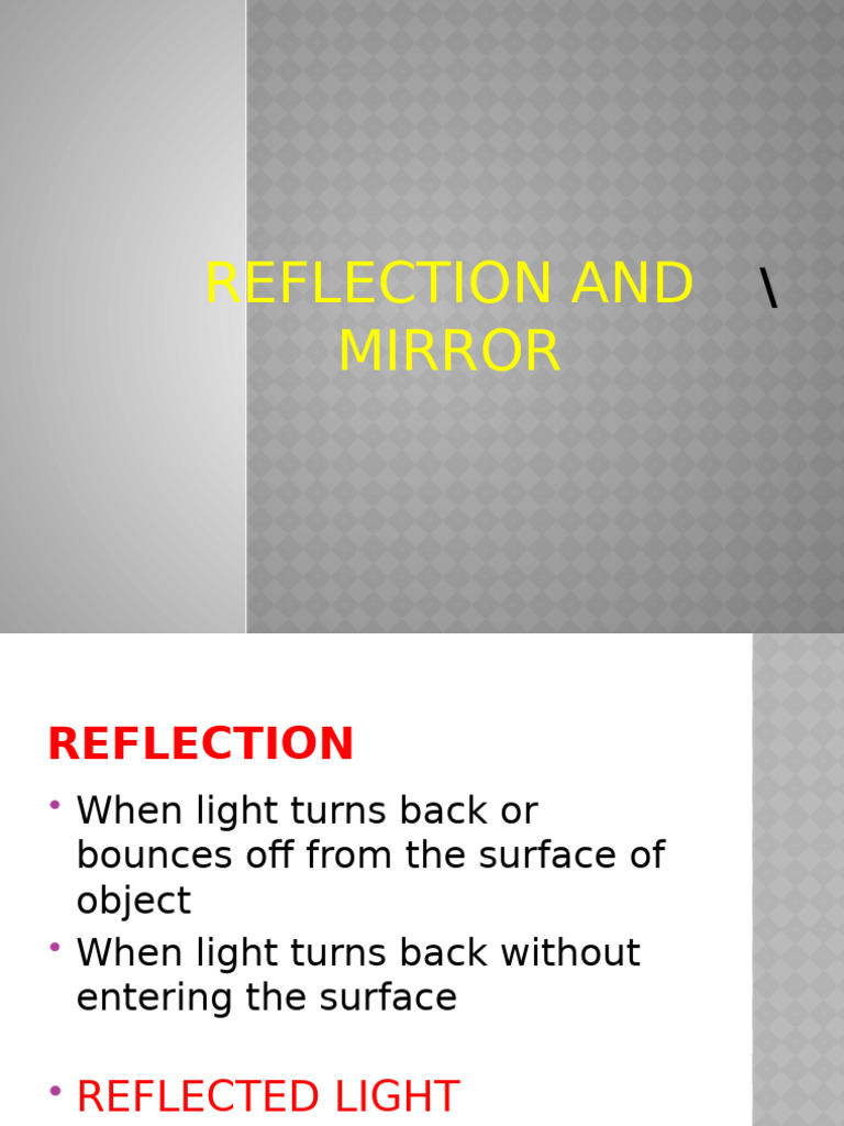 Understanding Reflection and Mirrors | PDF | Reflection (Physics) | Mirror