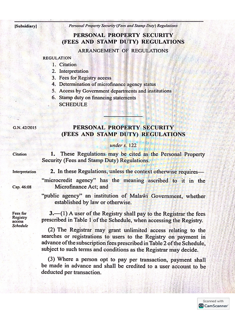 PPSA Fees Regulations | PDF