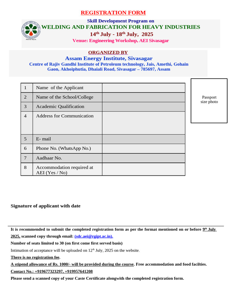 Application Form SDP | PDF