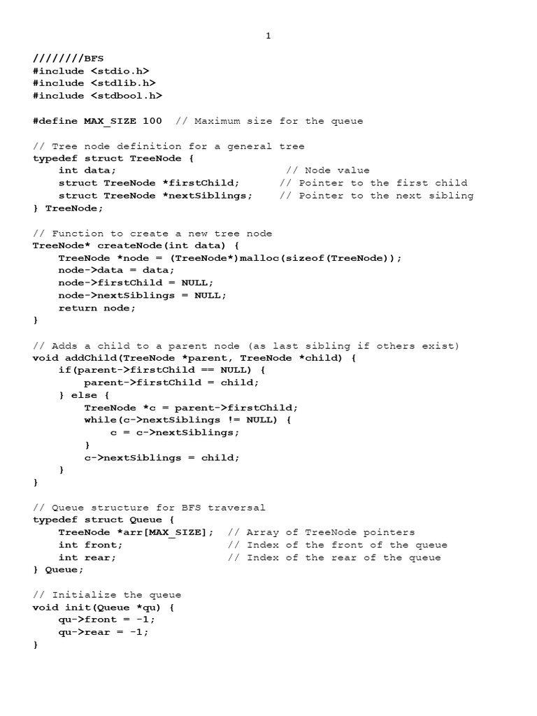 BFS and DFS For Trees | PDF | Queue (Abstract Data Type) | C++