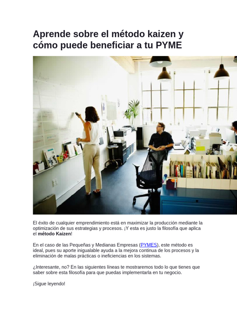 Método Kaizen para PYMES: Mejora Continua | PDF | Economias | Business
