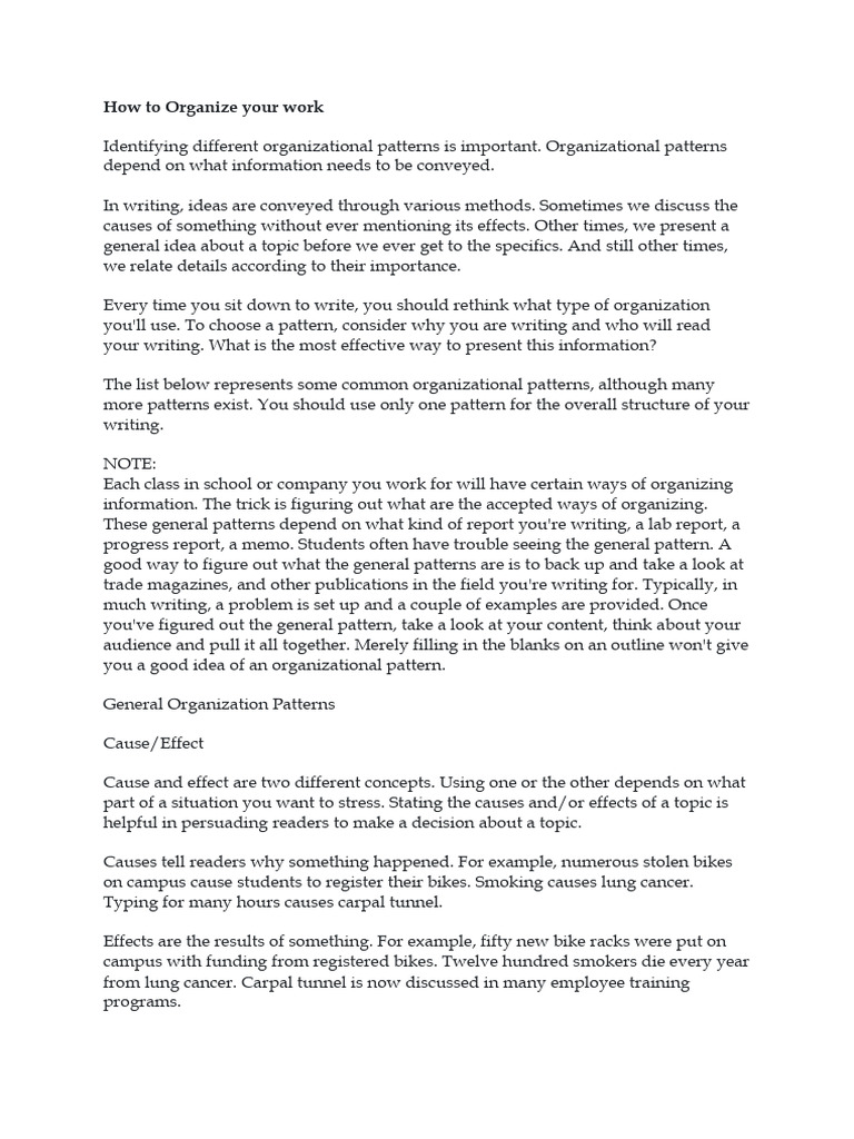 Effective Writing Organization Strategies | PDF | Information | Concept