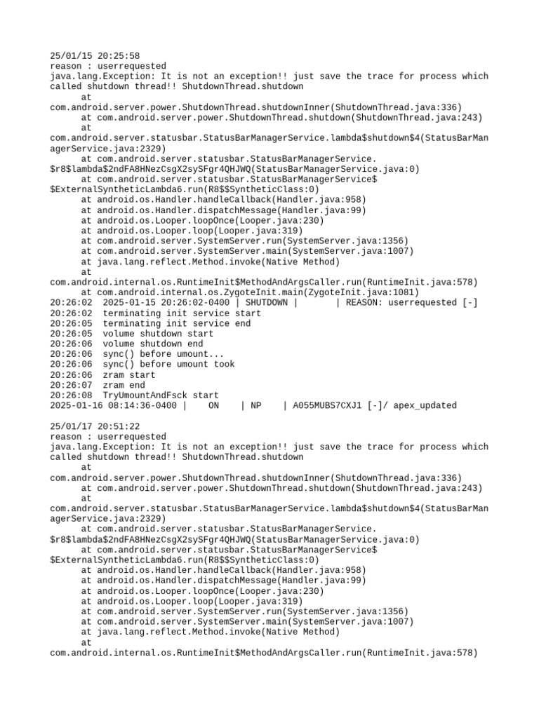 Android Shutdown Process Logs | PDF | Computing | System Software