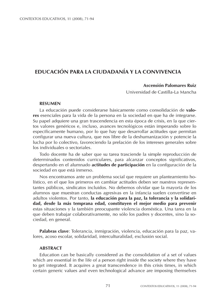 Educación para la convivencia y paz | PDF | Violencia | Escuelas