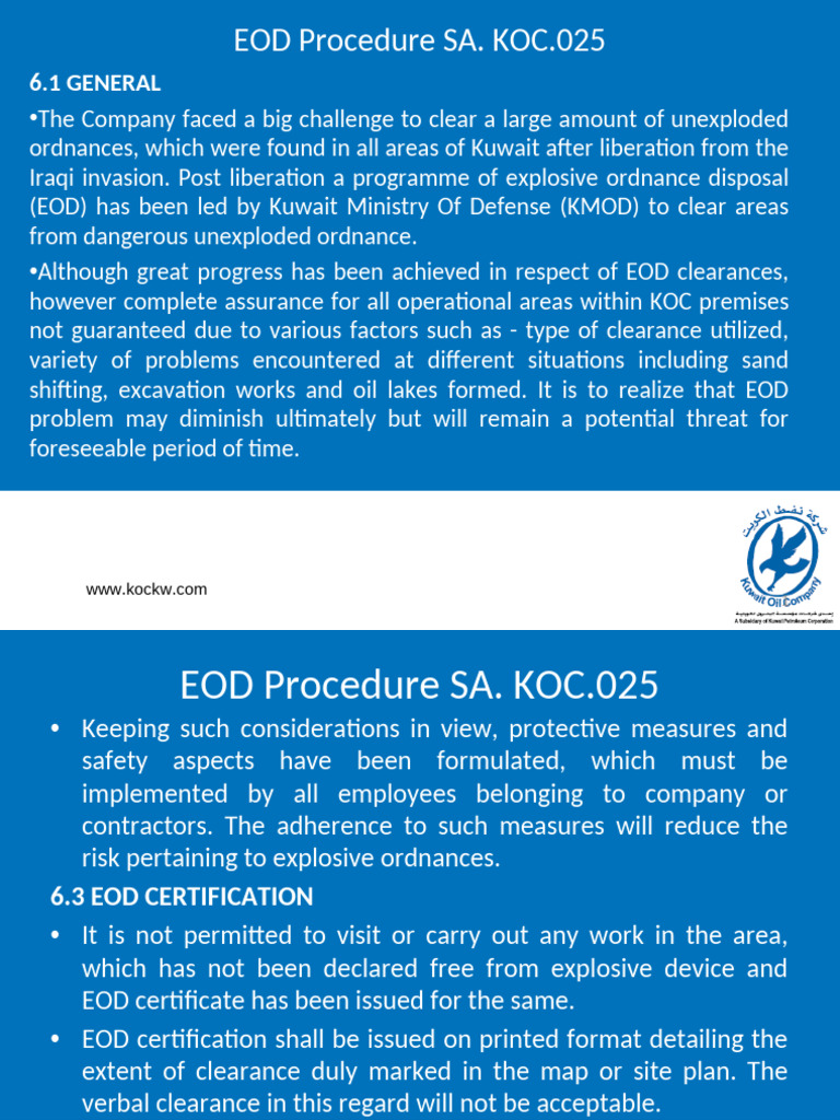 EOD Safety and Certification Procedures | PDF | Bomb Disposal