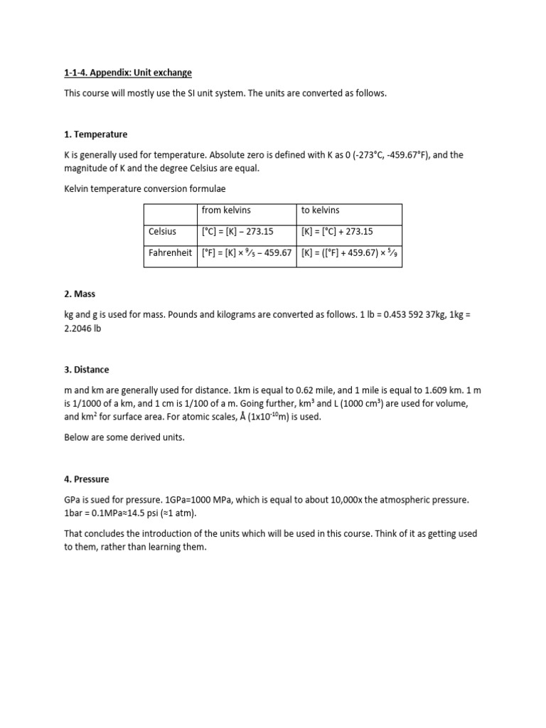 Unit Conversion Overview for SI Units | PDF