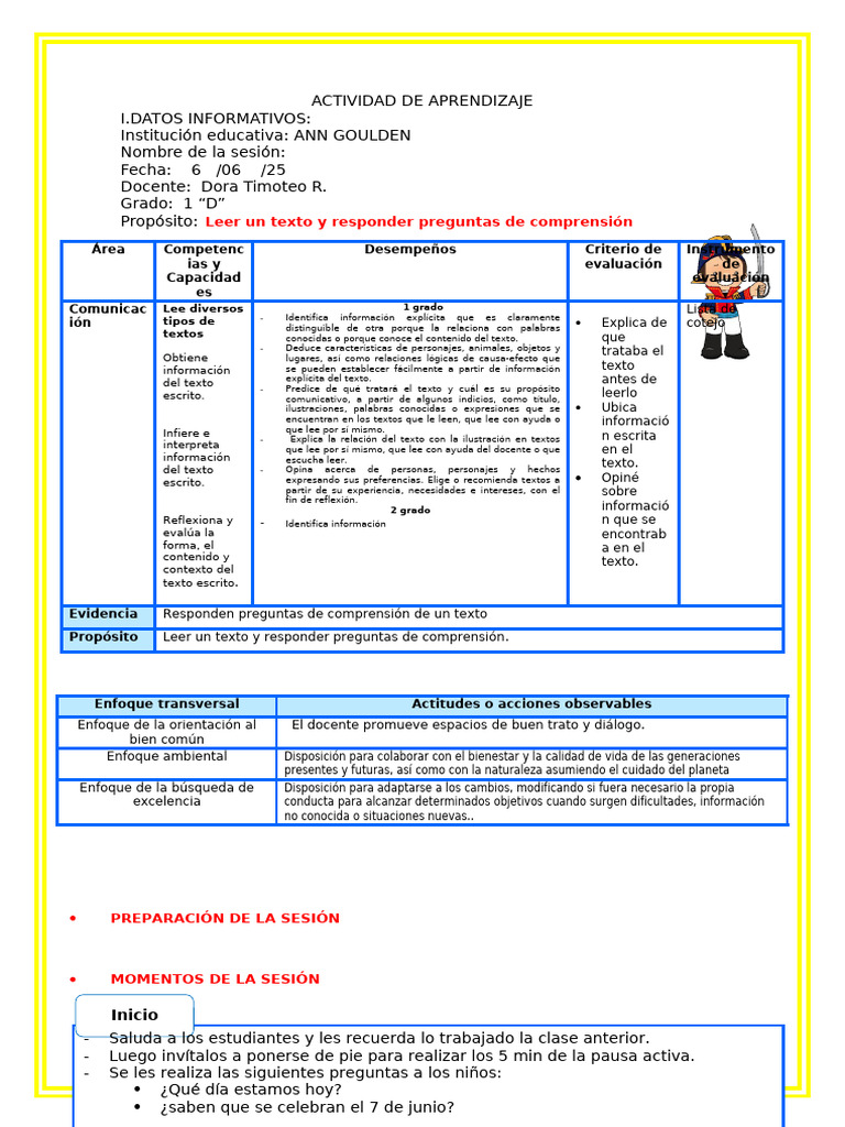 III E4 s3 Sesión d4 Plan Lector Dia de La Bandera | PDF | Modificación ...