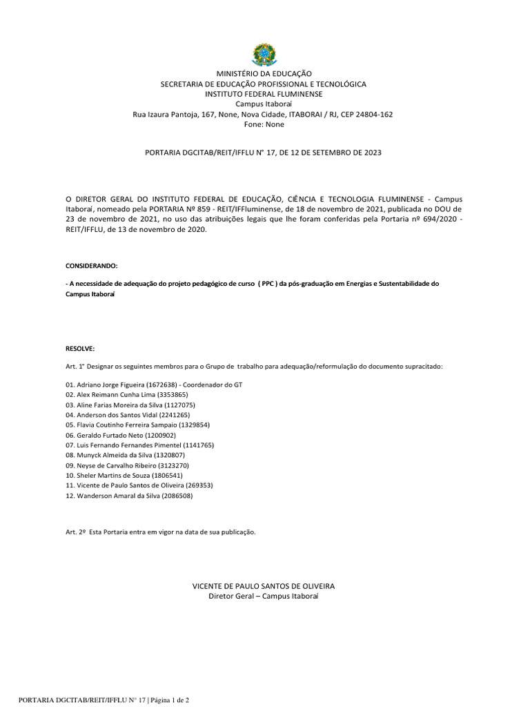 PORTARIA+DGCITAB - REIT - IFFLU+N°+17,+DE+12+DE+SETEMBRO+DE+2023+ (GT ...