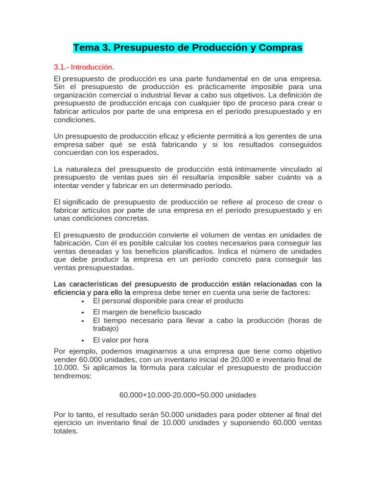 Presupuesto de Producción y Compras | PDF | Presupuesto | Business