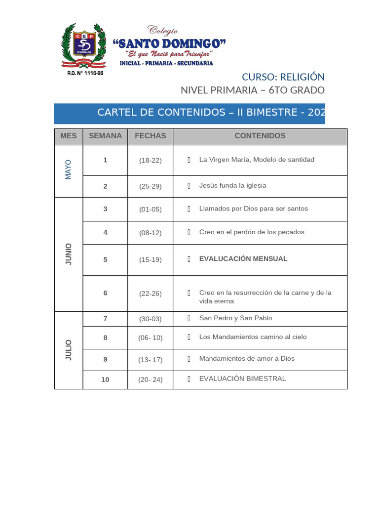 2do BIMESTRE RELIGIÓN | PDF