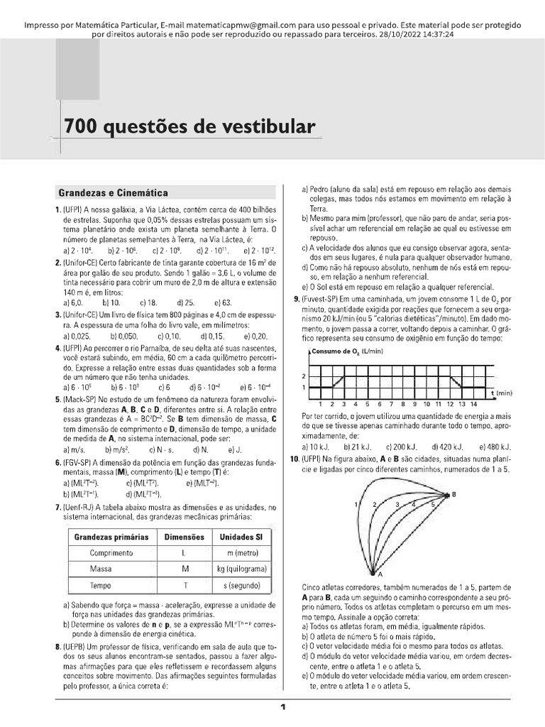 Lista de Física - 1-10 | PDF