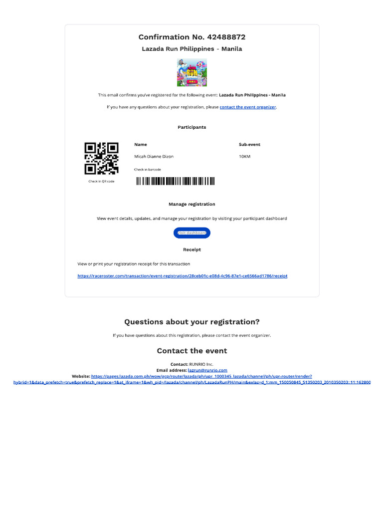 Race Roster - Registration Confirmation | PDF