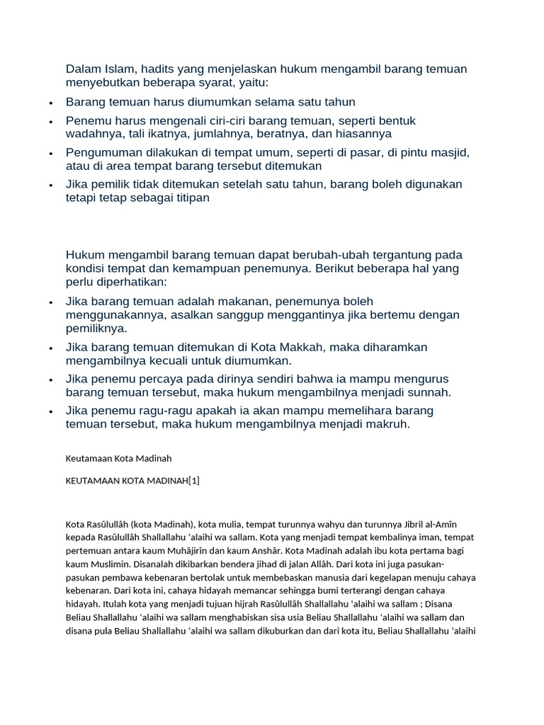 Hukum Barang Temuan dalam Islam | PDF