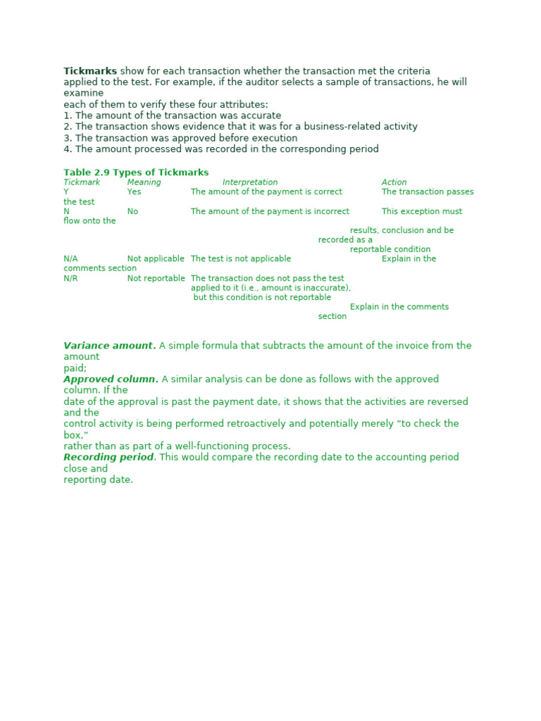 Auditor Tick Marks Explained | PDF