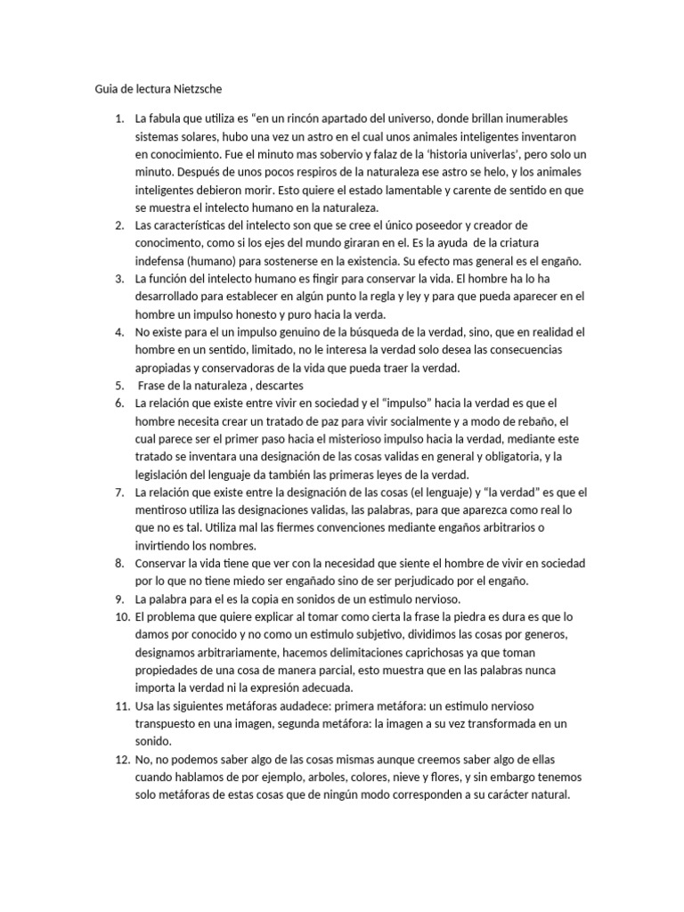 Nietzsche: La Verdad y el Engaño Humano | PDF | Verdad | Concepto