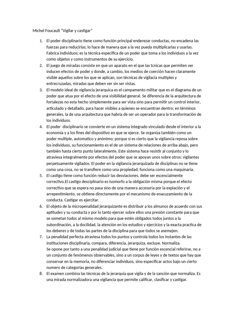 Guía de Lectura - Foucault (Vigilar y Castigar) | PDF