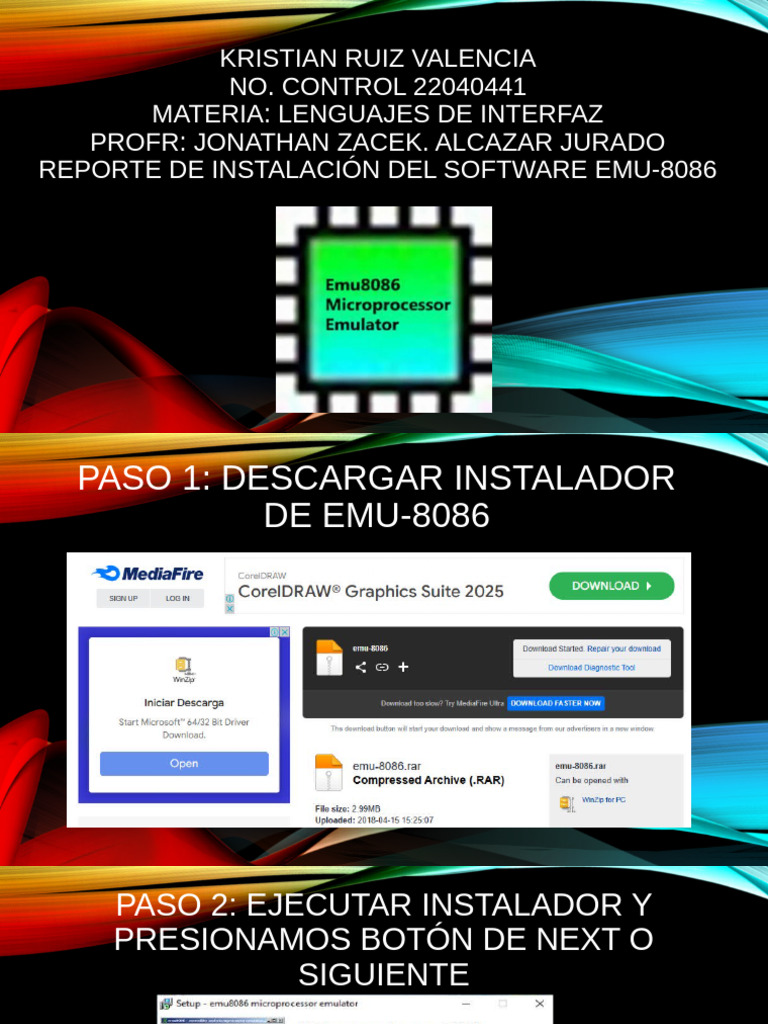 Reporte de Instalacion de Emu8086 | PDF