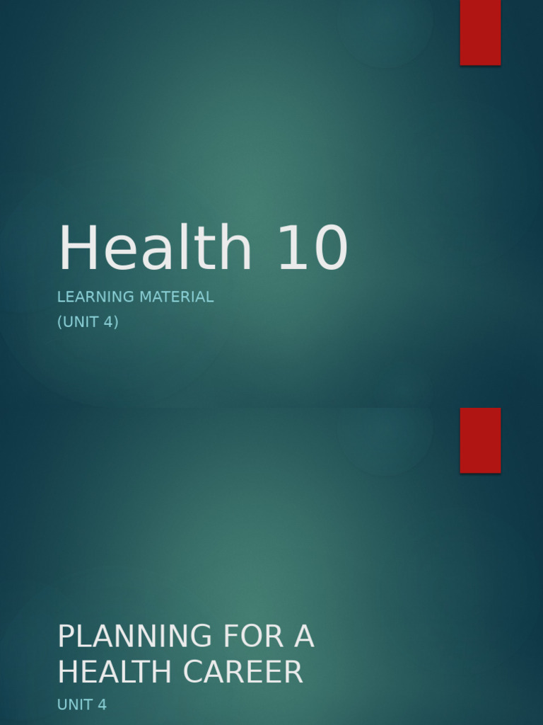 Health Grade10 4th Quarter FINAL | PDF | Health Professional | Health Care