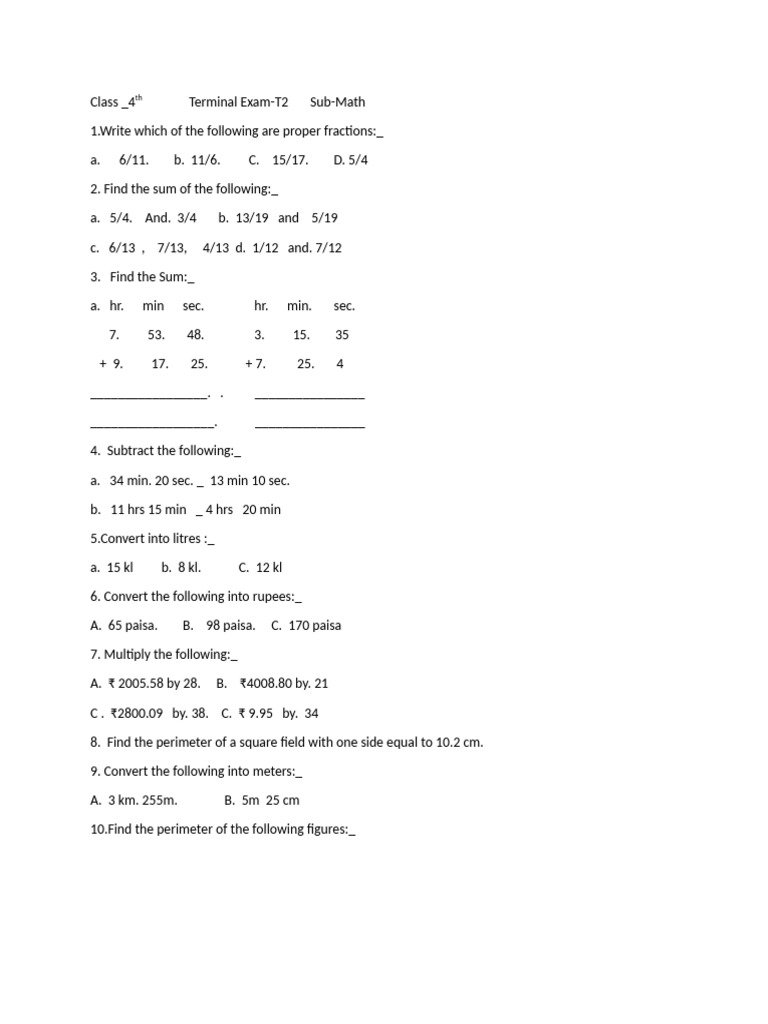 4th Math T2 | PDF