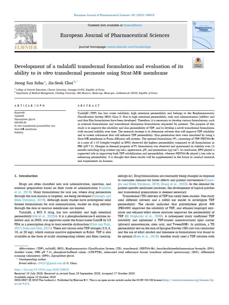 1 s2.0 S0928098723002452 Main | PDF | Pharmaceutical Formulation ...