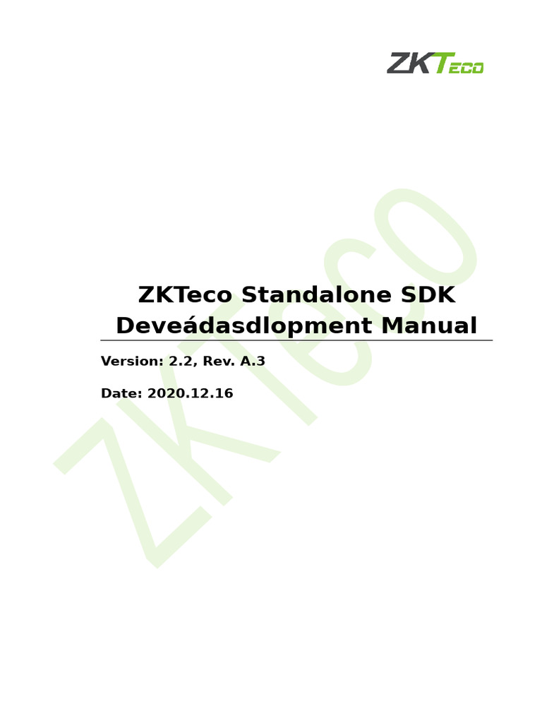 ZKTeco Standalone SDK Manual 2.2 | PDF | Computing | Software