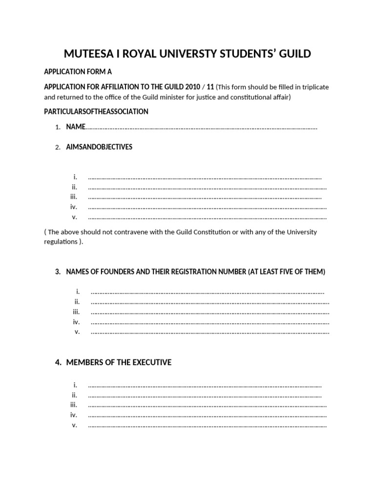 Guild Affiliation Application Form | PDF