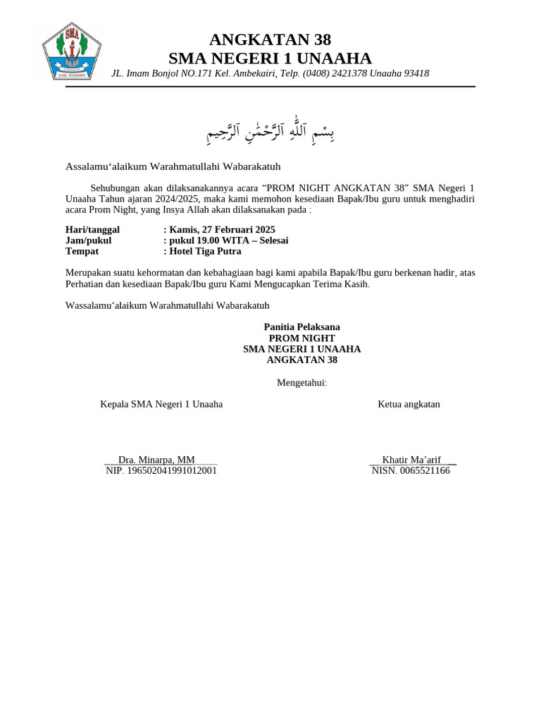 Undangan Prom Night Angkatan 38 | PDF