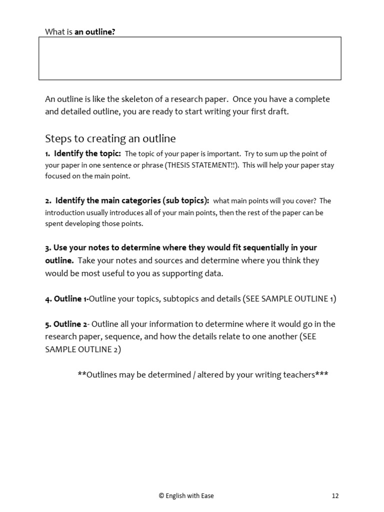 Creating An Outline | PDF | Adolescence