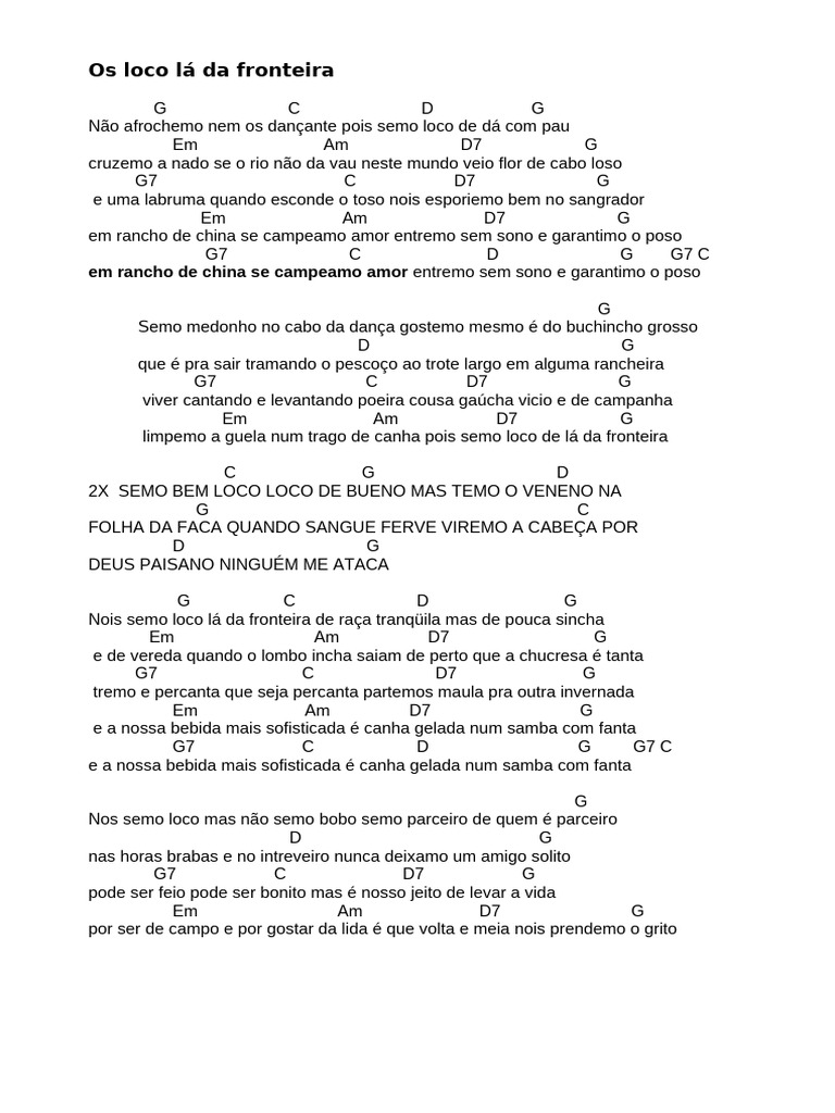 Semo Loco: Canções da Fronteira | PDF