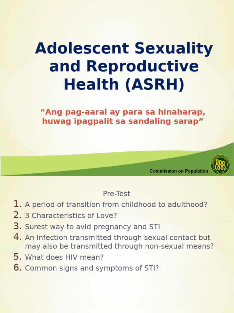 Adolescent Sexuality & Reproductive Health | PDF | Hiv/Aids | Sexually ...