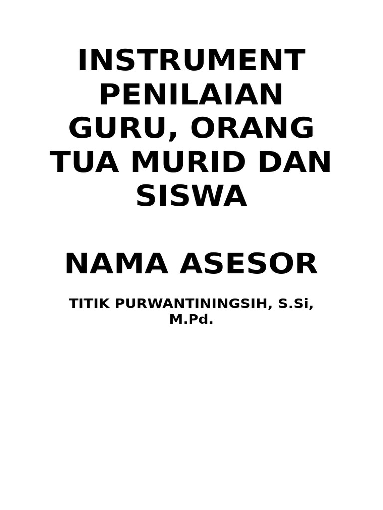 Cover Instrument Penilaian Guru | PDF